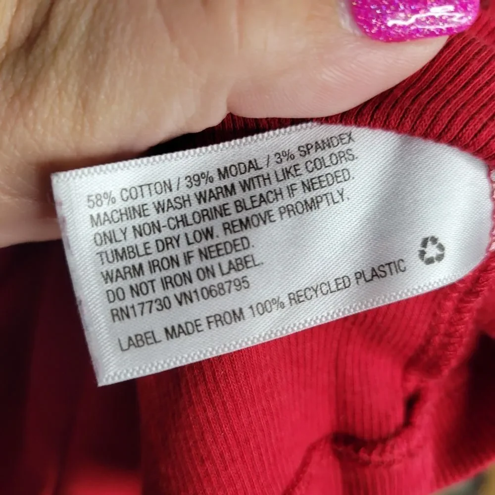 A New Day Red Ribbed Long Sleeve Tee Shirt - Picture 3 of 5